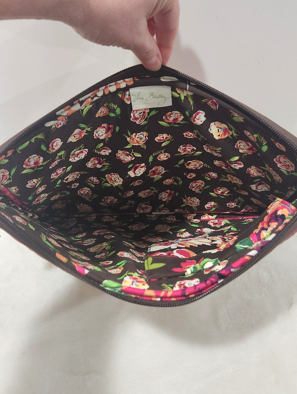 Vera Bradley Retired English Rose Brown Pink Quilted Tech Laptop Sleeve Case - Picture 9 of 11